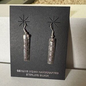 Navajo Made Sterling Silver Stamped Dangle Earrings